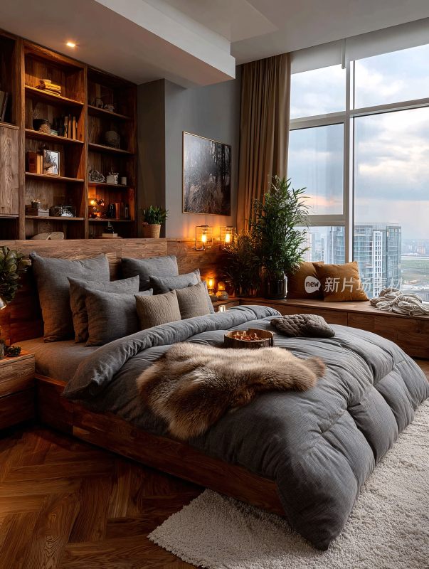 现代温馨卧室室内场景