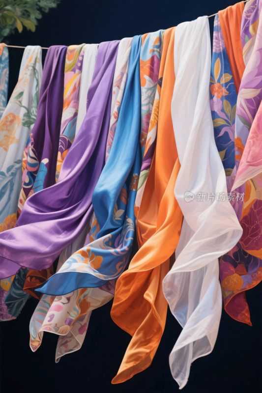 多彩丝巾悬挂图