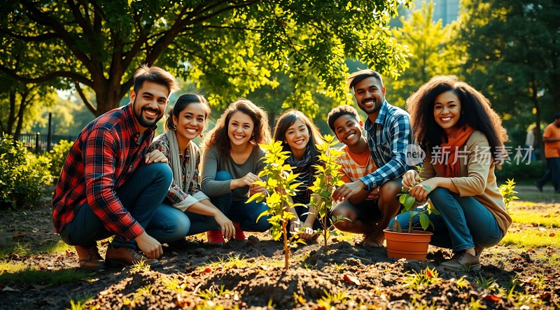 七人合力种树共筑绿色未来