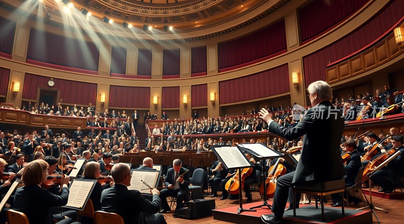 指挥家引领交响乐团演奏