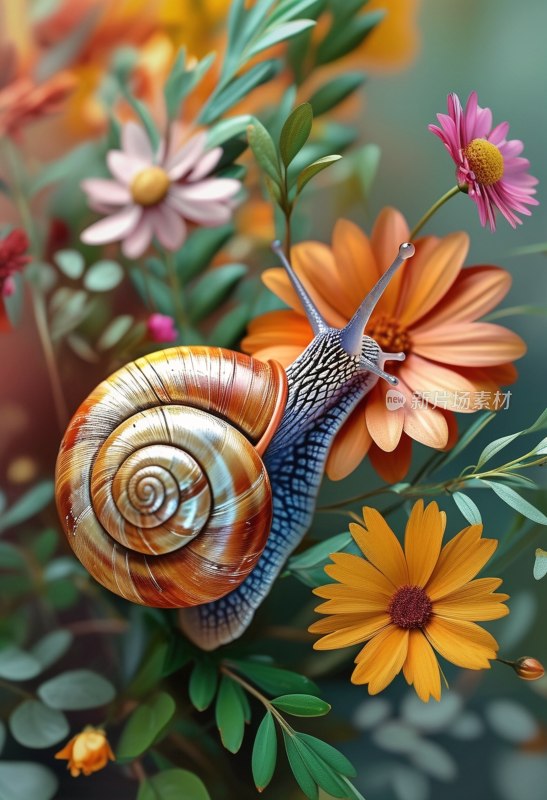 花叶蜗牛萌态