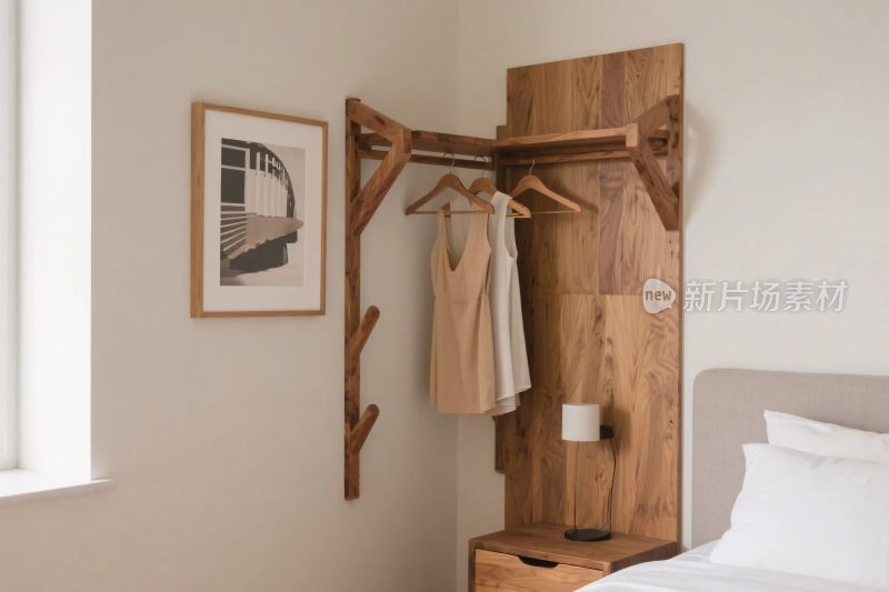 卧室木质衣柜衣架布置