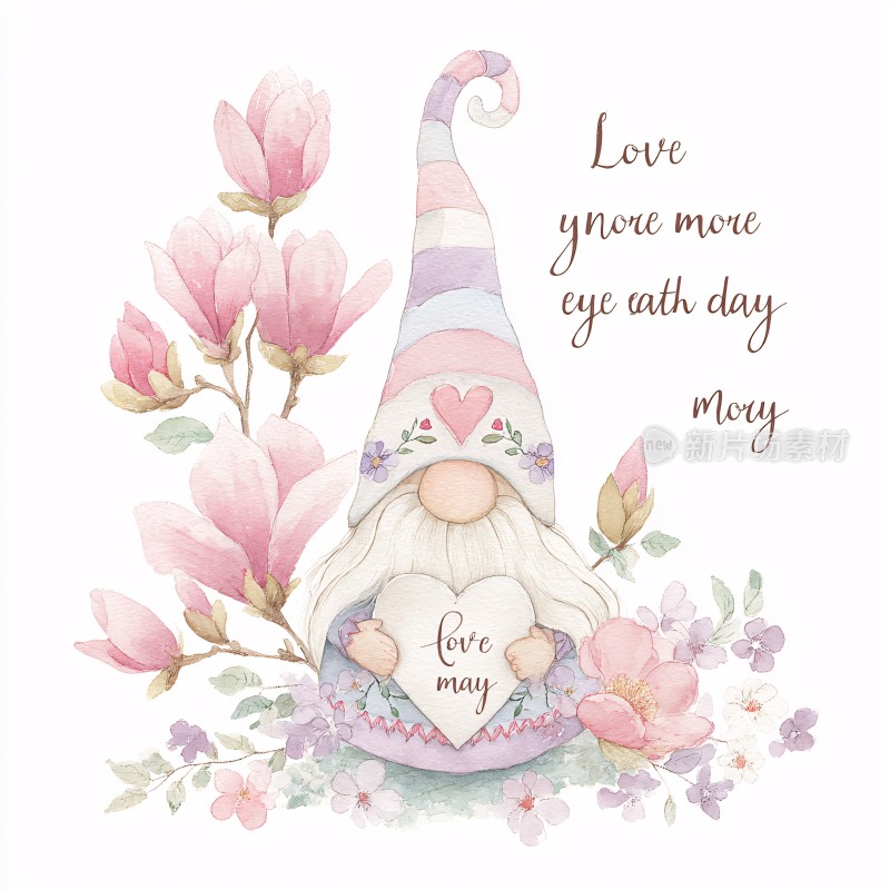 可爱花中精灵插画