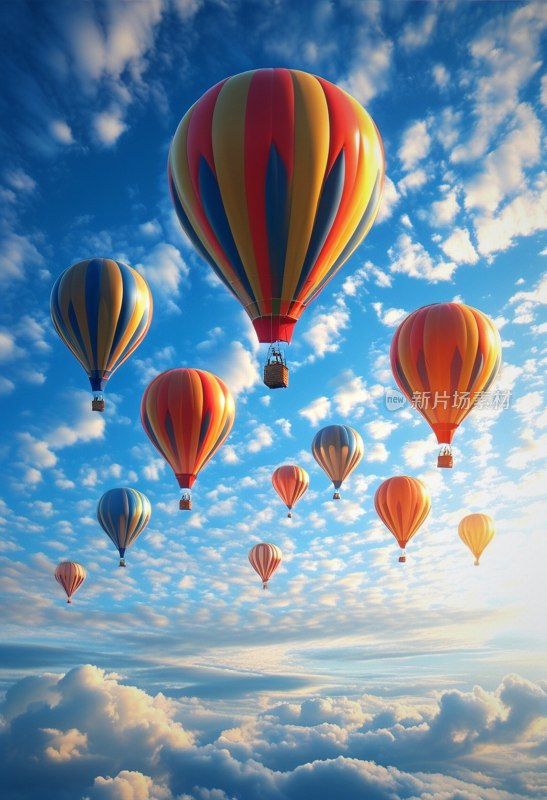 热气球飘浮天空