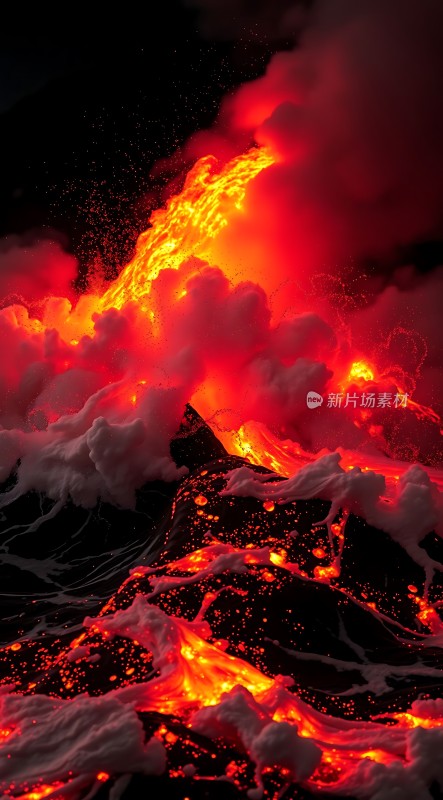 熔岩喷发炽热与黑暗交织的自然奇观