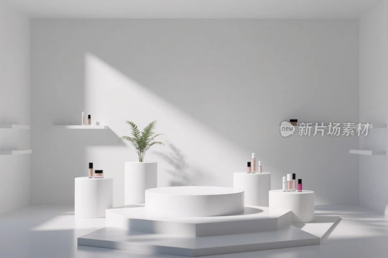 简约白色厨房展示场景