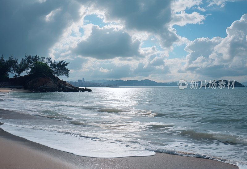 汕头海滩阴天景