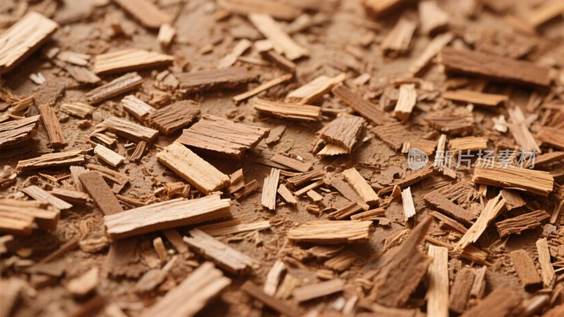 细碎木屑特写画面