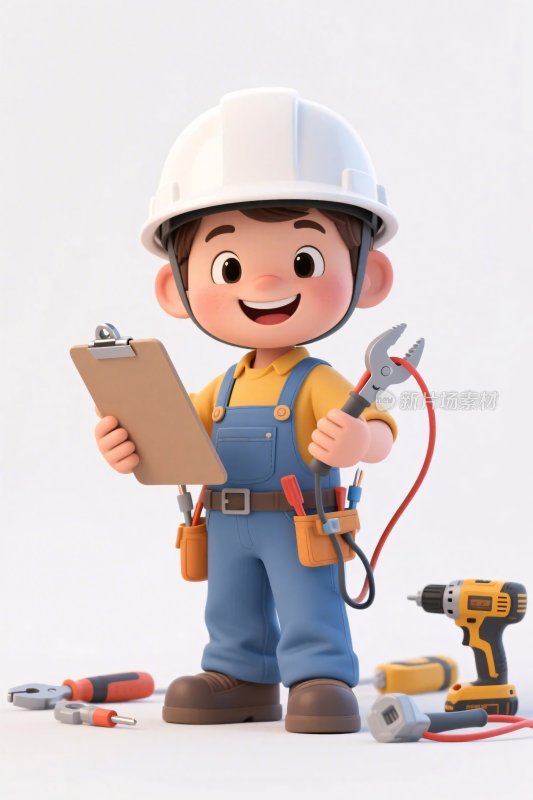 卡通工人插画