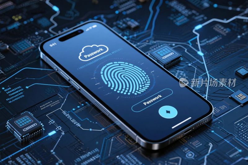 智能手机指纹科技插画