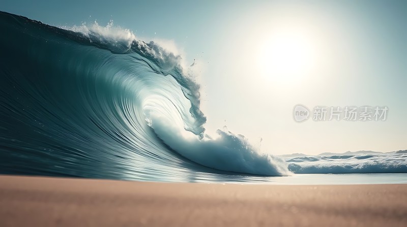 阳光下的海浪卷起