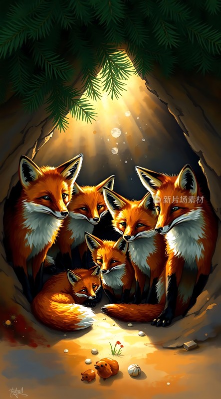 阳光下的狐狸家族