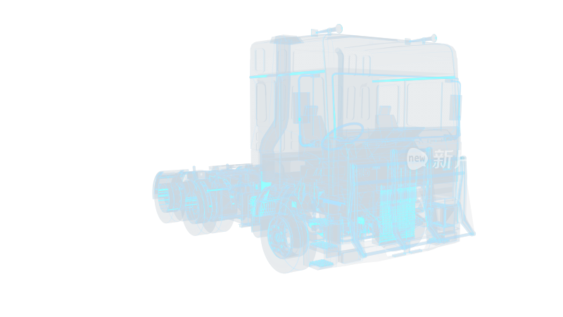 大卡车空车 大货车汽车 科幻透明赛博朋克