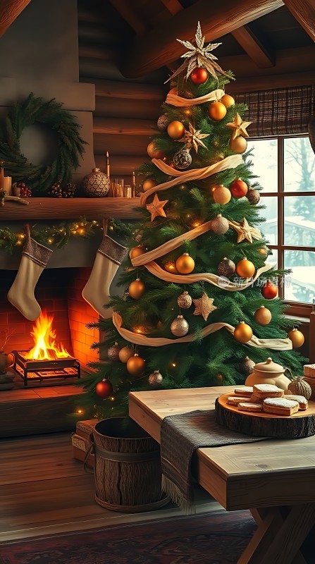 圣诞树下的温馨小屋