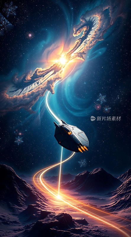 星际探险飞船穿越星云之旅