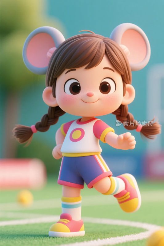 卡通女孩运动插画