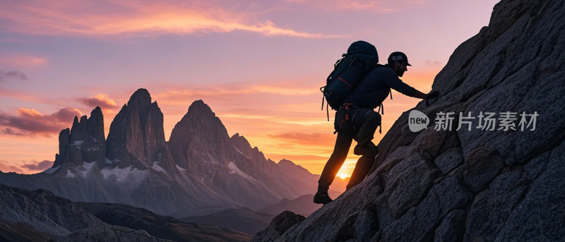 户外摄影探险登山剪影风景图