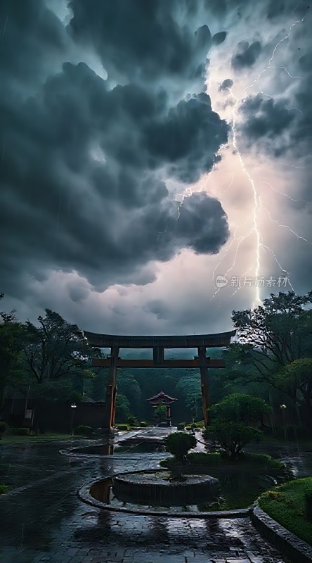 雷雨中的神秘神社