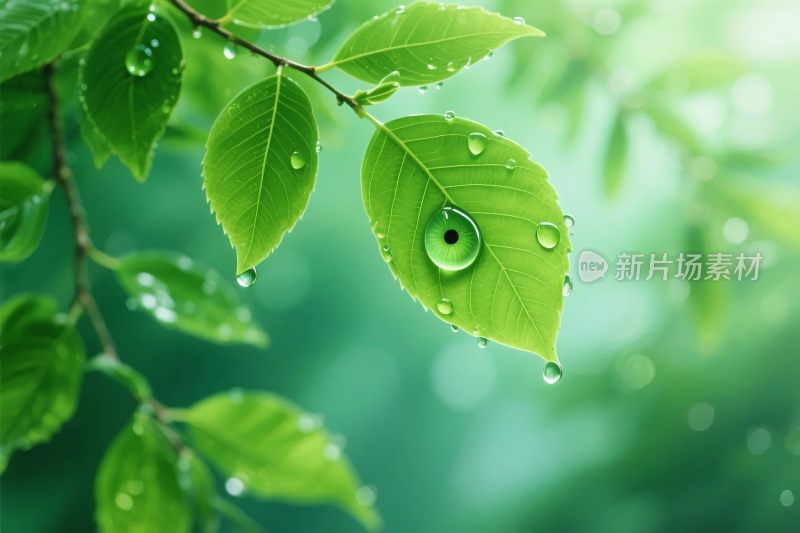 绿叶水珠自然图