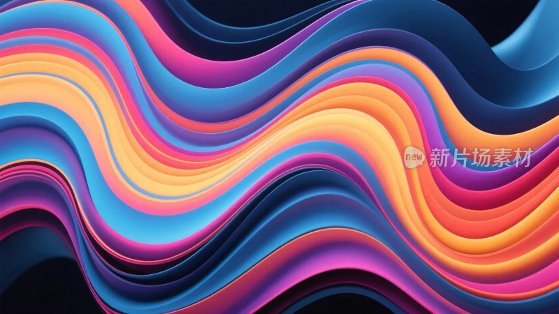 多彩波浪曲线插画