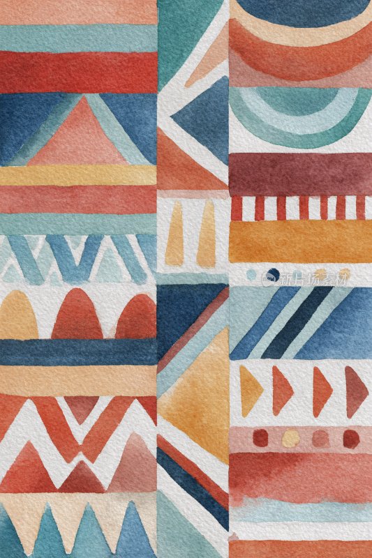 多彩几何图案插画