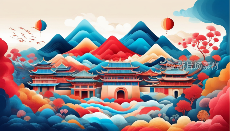 中国画山水画背景