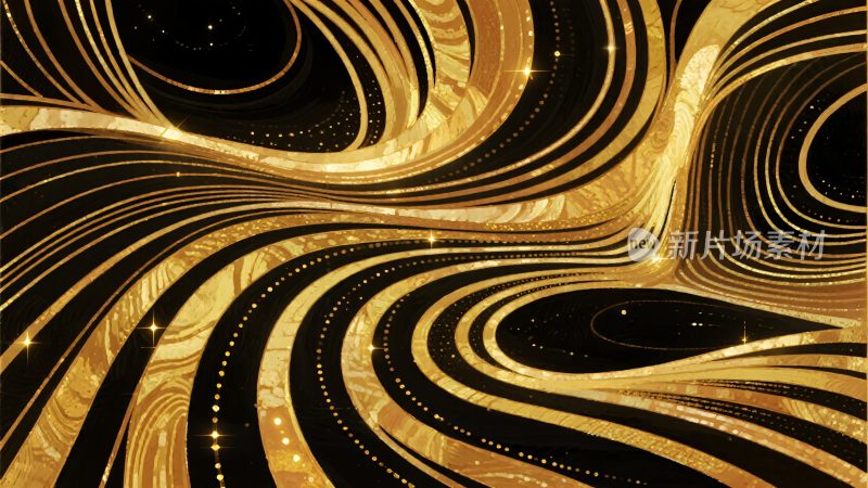 黑金曲线动感抽象背景图
