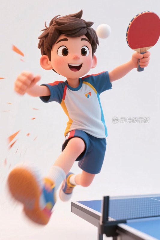 卡通乒乓球运动员