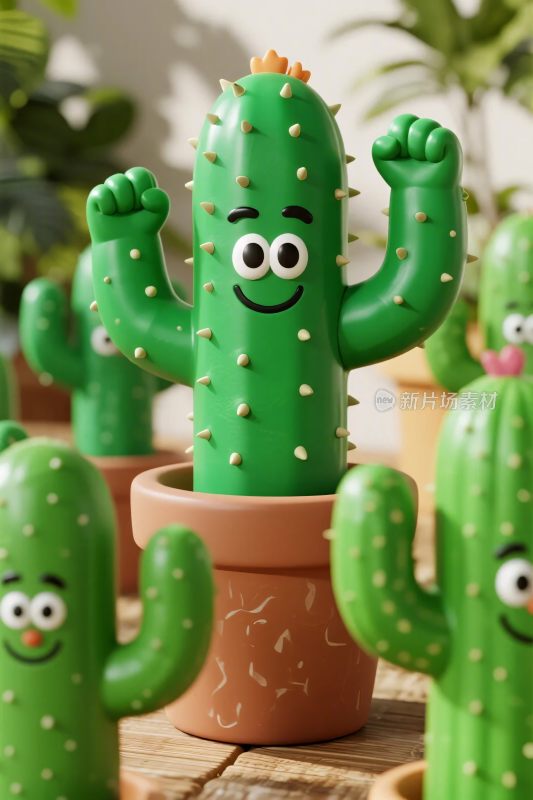 卡通仙人掌玩偶插画