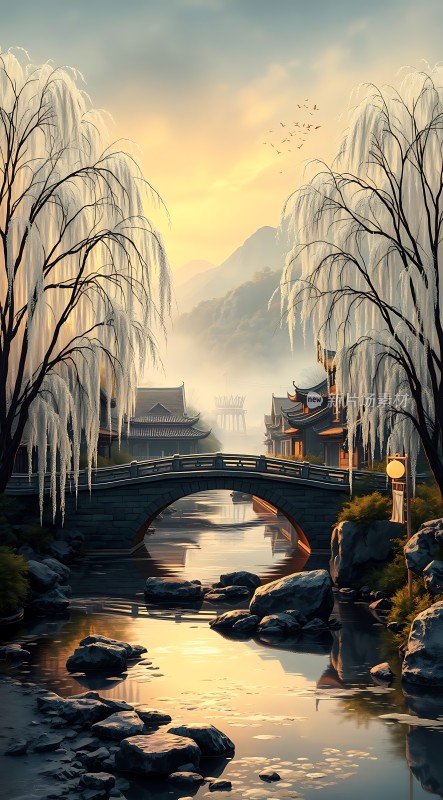 古桥柳影映水乡