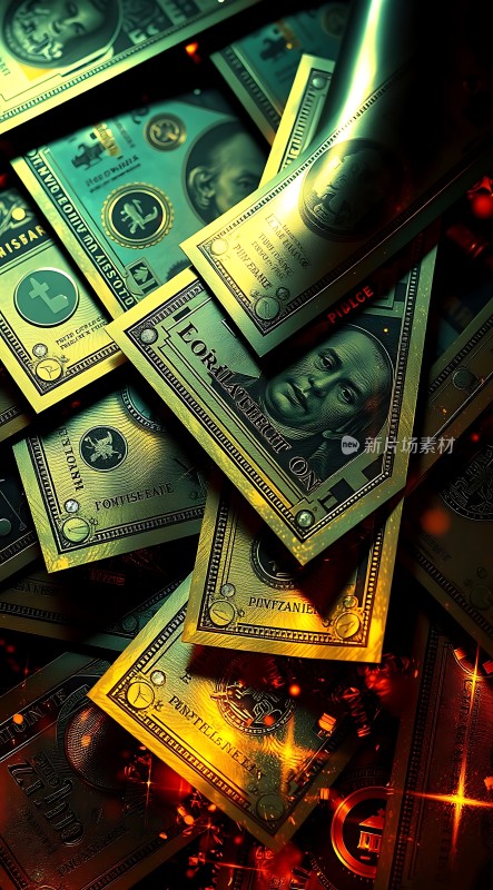 金钱风暴美元纸币的炫目展示