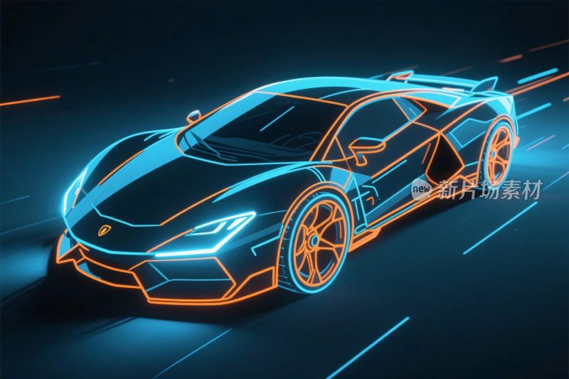 霓虹未来感跑车插画