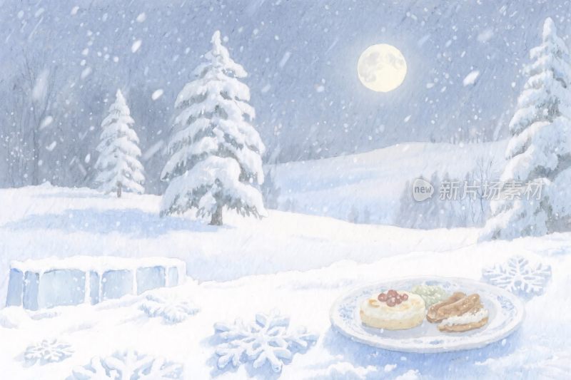 冬日雪景插画