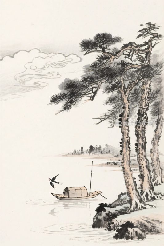 传统山水风景插画