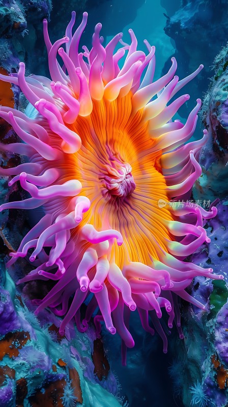 海底奇观色彩斑斓的海葵
