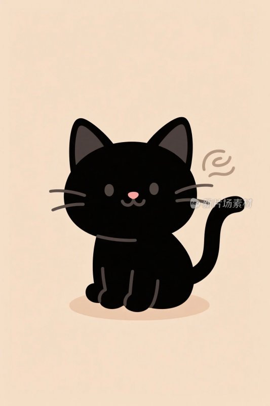 可爱卡通黑猫插画