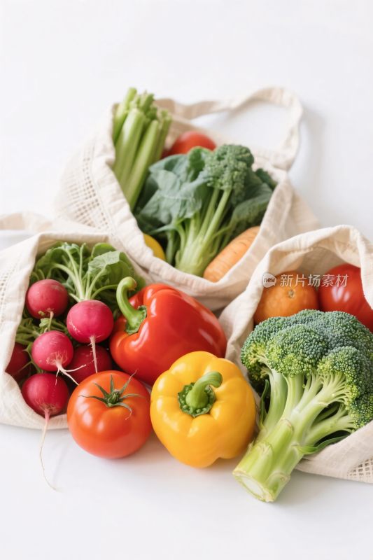 新鲜蔬菜布袋图