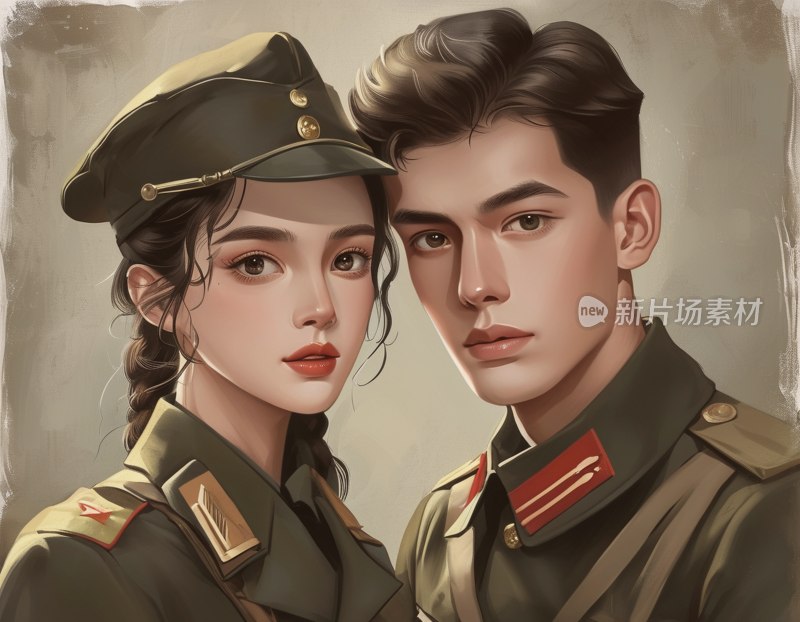 军装情侣合影