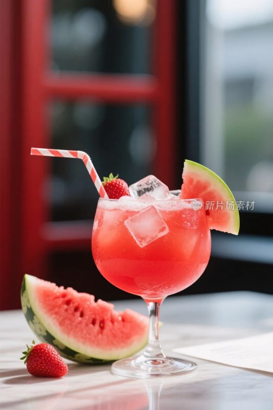 夏日水果冰饮特写