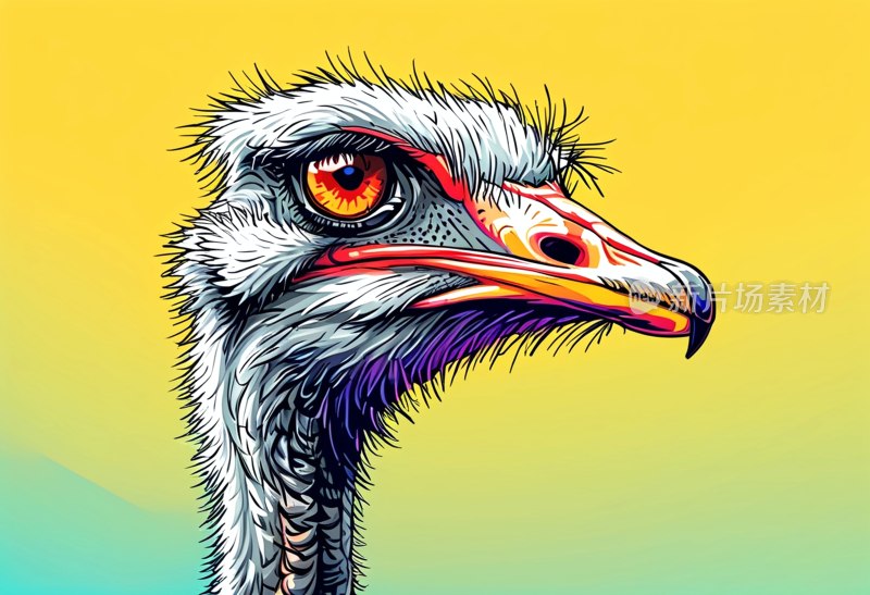矢量鸵鸟剪影图