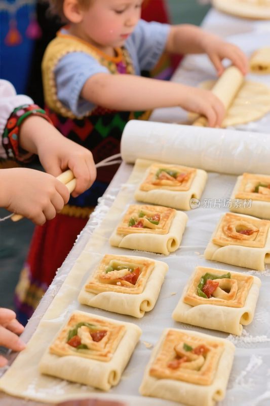 孩子制作烘焙食品画面