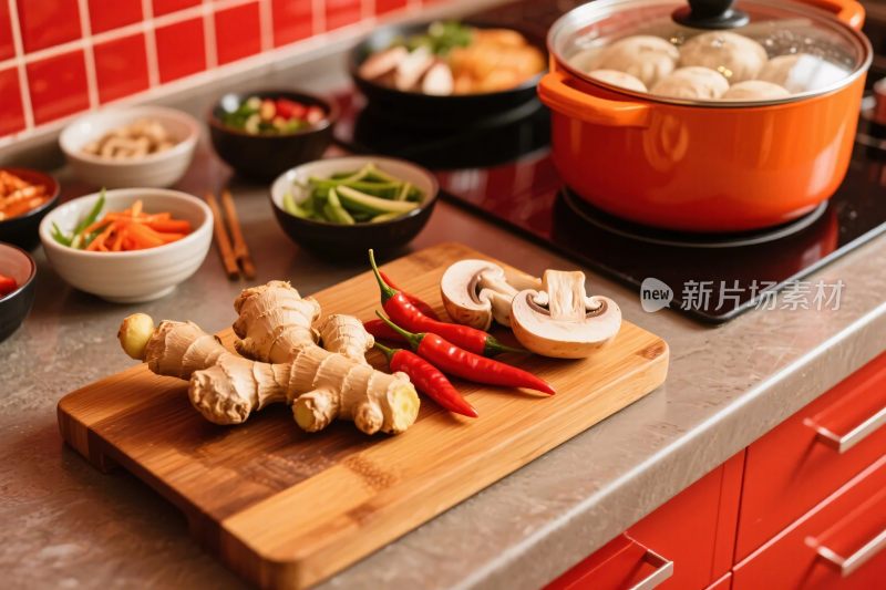 厨房烹饪食材陈列