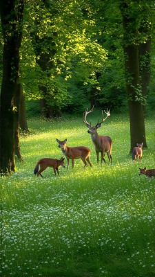 阳光下的森林小鹿与狐狸 阳光下的森林小鹿与狐狸