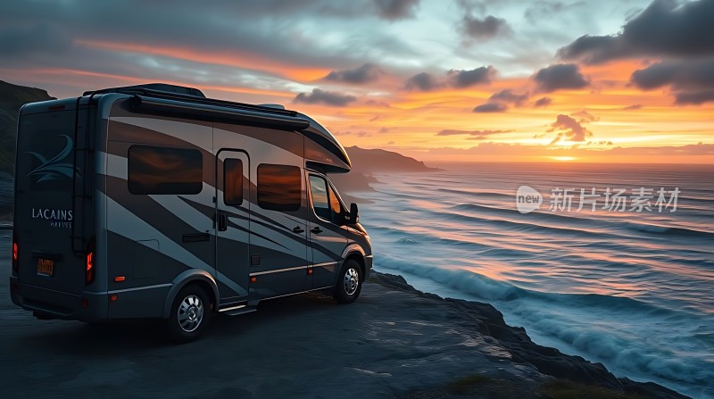 露营车与日落美景