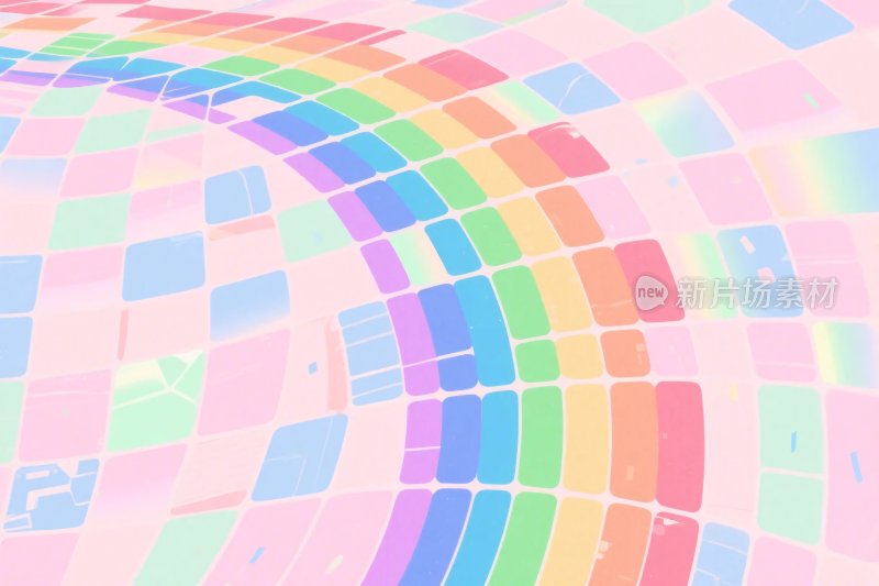 彩色方块彩虹插画