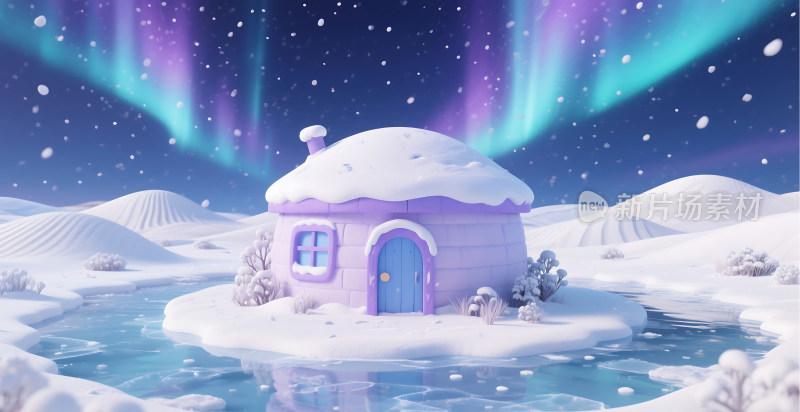 冬日童话小屋雪景