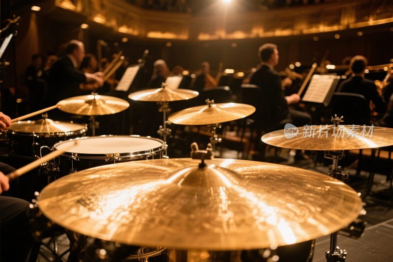 交响乐演奏现场鼓组特写