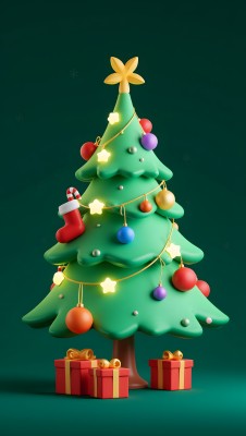 卡通圣诞树与礼物盒