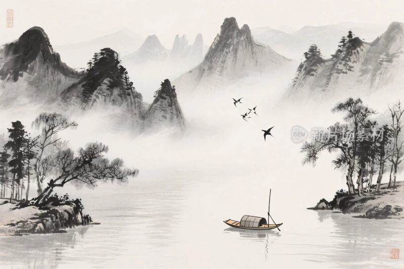 水墨山水风景图