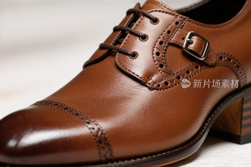 棕色皮鞋细节展示